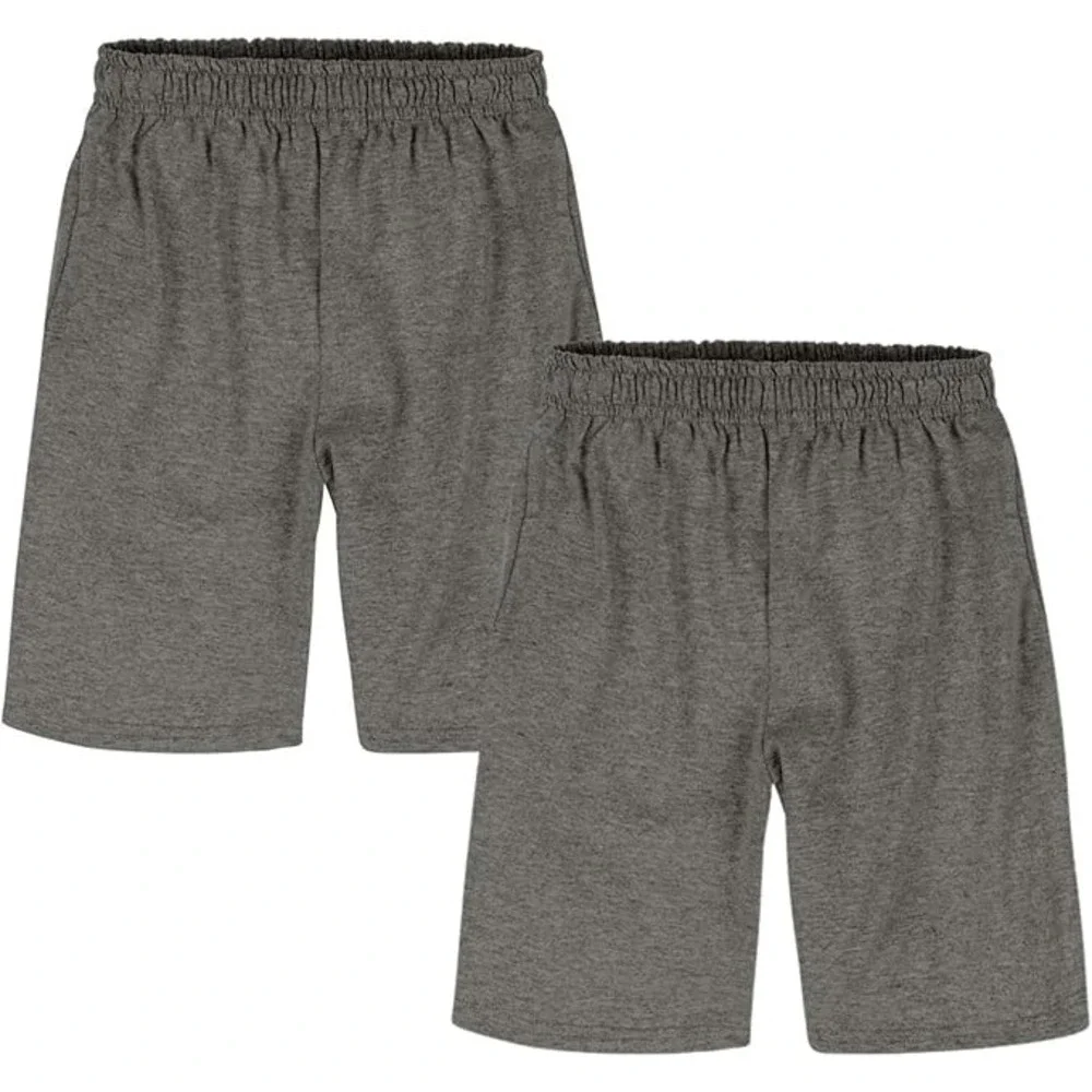 Hanes‎ Boys Jersey Shorts 2-Pack Charcoal Heather Size XS Cotton Pull-On
